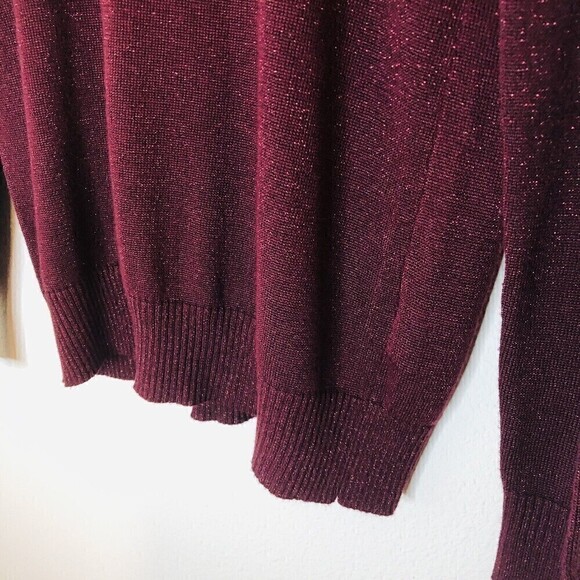 Joseph A. Women's Burgundy / Sparkle Silk Top, Turtle Neck, Size (M) #HB - Picture 3 of 7
